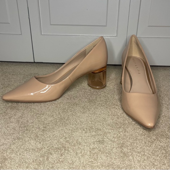 Kelly & Katie Nude See Through Block Heel Pumps - Picture 2 of 4
